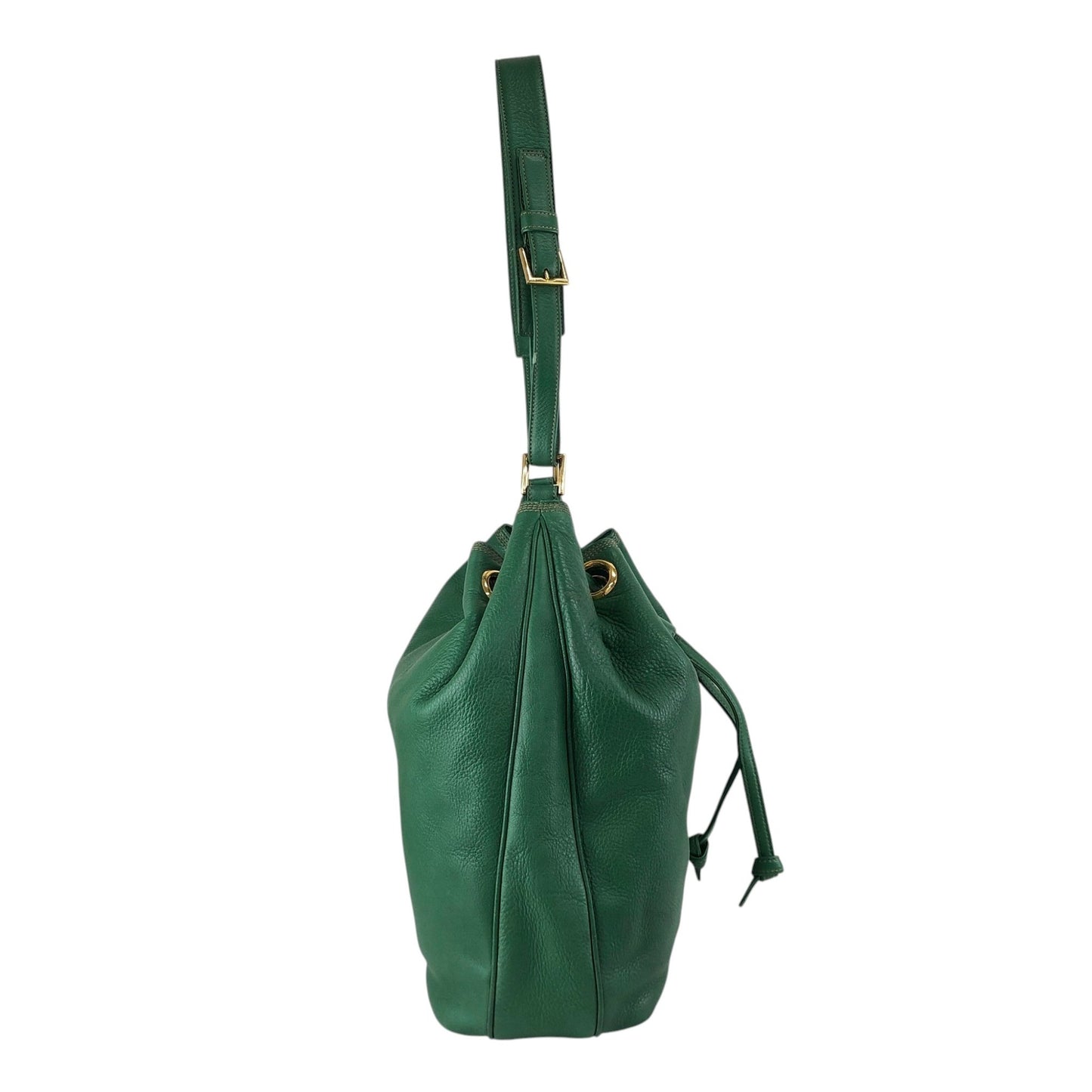 LOEWE Anagram Drawstring Shoulder bag Green Vintage 4p76em