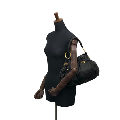 PRADA Logo Shoulder bag Hobobag Black Vintage ay6whk