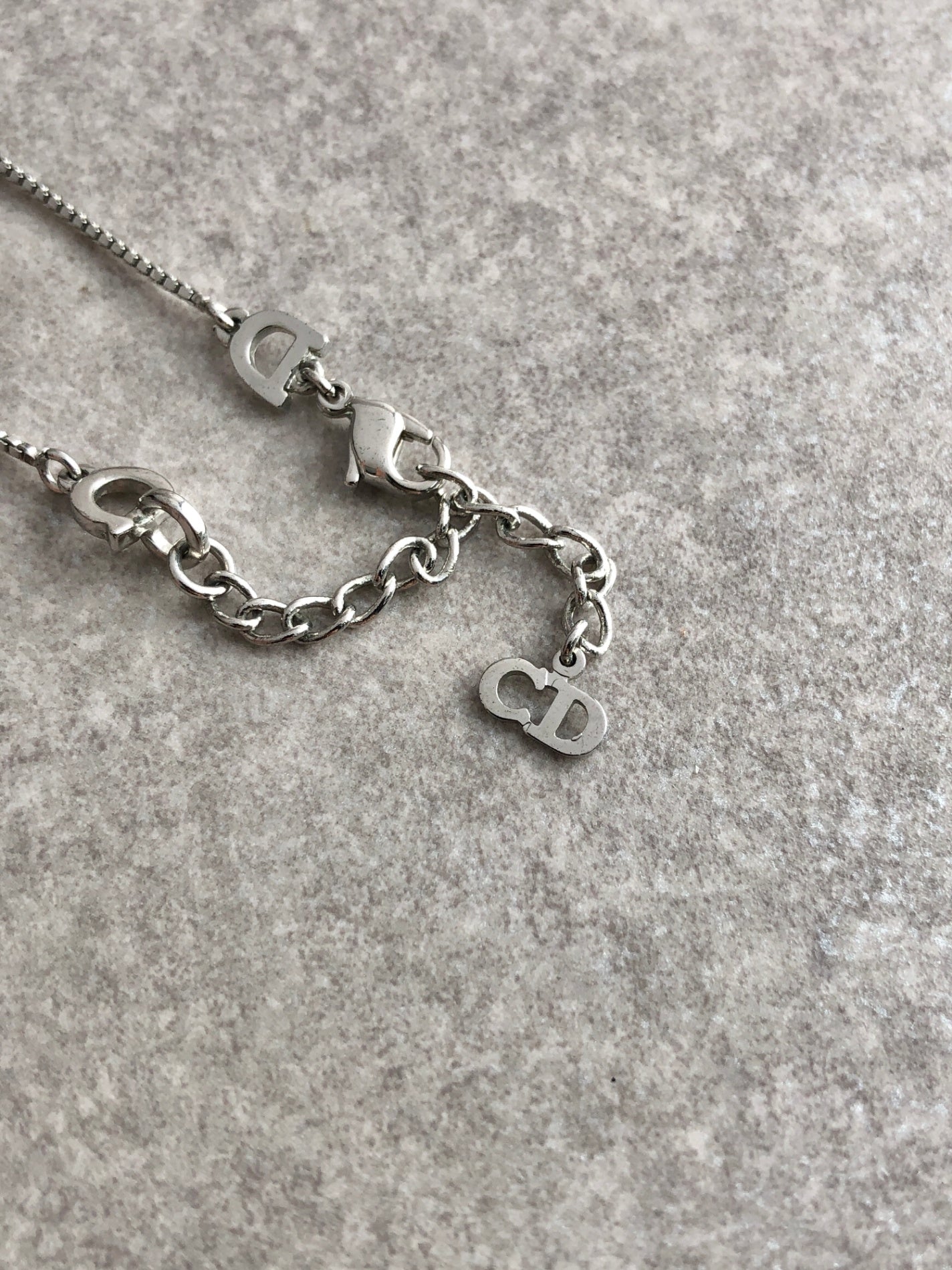 Christian Dior Logo Motif Necklace Silver Vintage tjgg7s