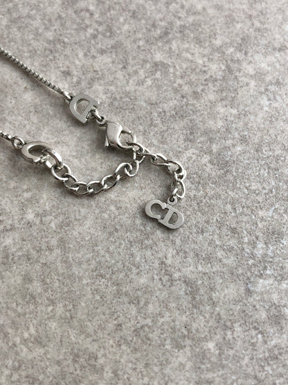 Christian Dior Logo Motif Necklace Silver Vintage tjgg7s