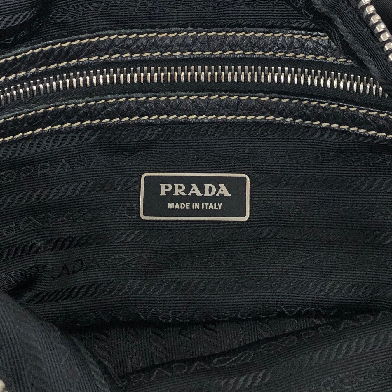 PRADA Tessuto Triangle Logo Shoulder bag Black Vintage w53g57