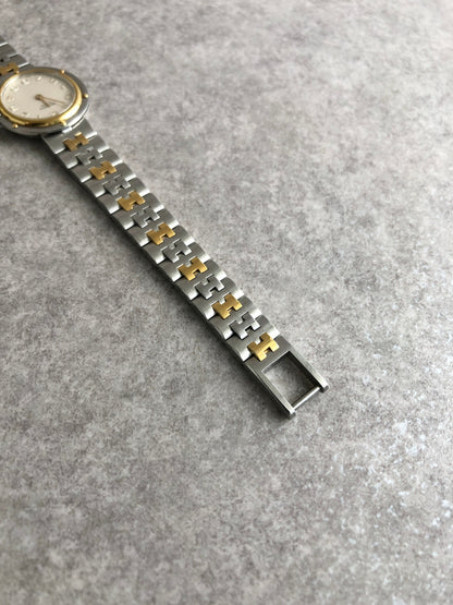 HERMES Logo Quartz Watch Silver×Gold Vintage ud4ac3