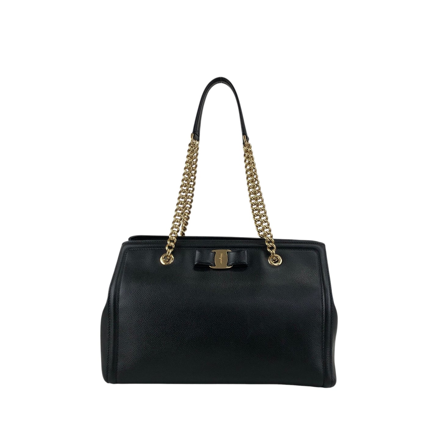 Salvatore Ferragamo Vala Chain Shoulder bag Handbag Black Vintage 3bmif6