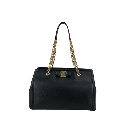 Salvatore Ferragamo Vala Chain Shoulder bag Handbag Black Vintage 3bmif6