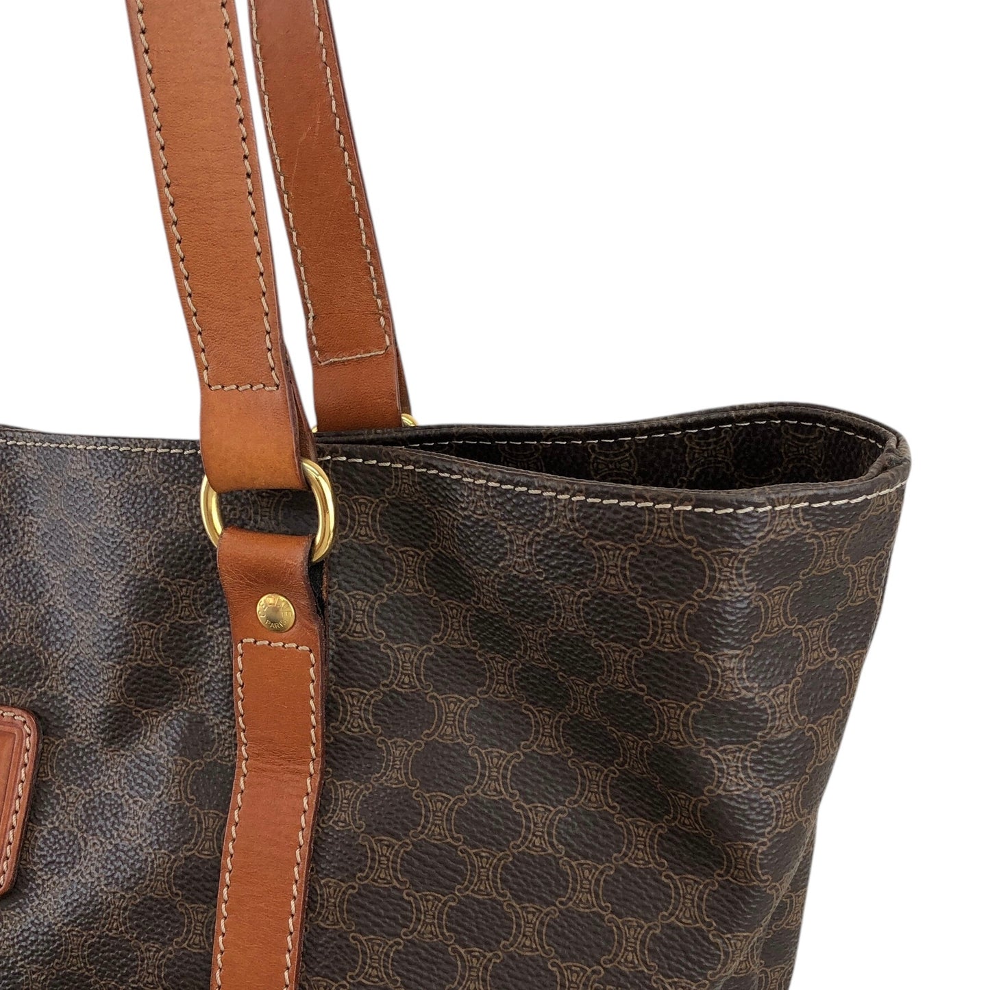 CELINE Macadam Blason Shoulder bag Totebag Brown Vintage u7fud7