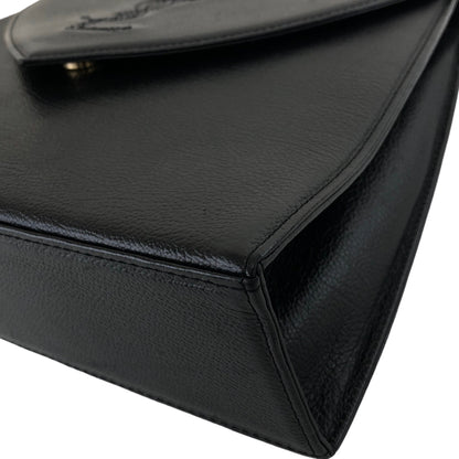 Yves Saint Laurent YSL Logo Stitch Leather Handbag Black Vintage  n3id3v