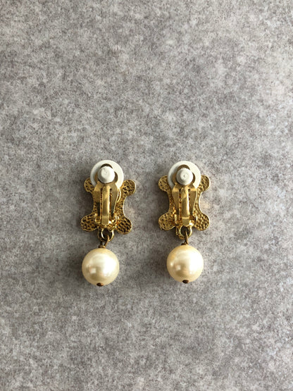 CELINE Triomphe Earrings Gold Vintage 6wehsi
