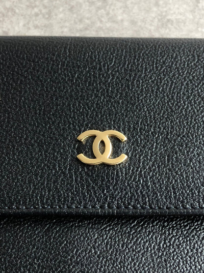 CHANEL Coco Mark Folded Wallet Black Vintage b46bgz