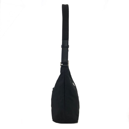 PRADA Triangle Logo Nylon Shoulder bag Hobobag Black Vintage bbyjfb