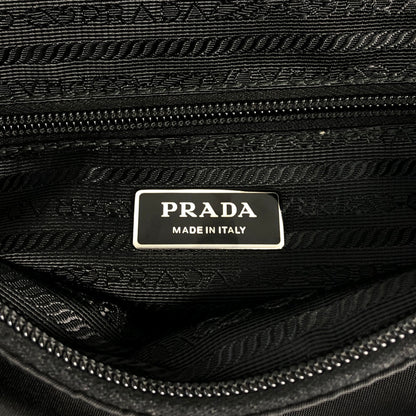 PRADA Triangle Logo Front Buckle Shoulder bag Black Vintage b2kema