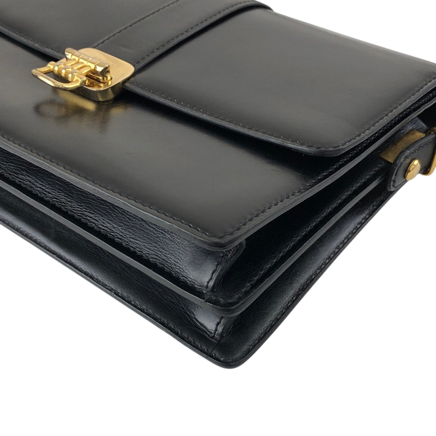 CELINE Horse Bit Shoulder bag Black Vintage 3kmi4e