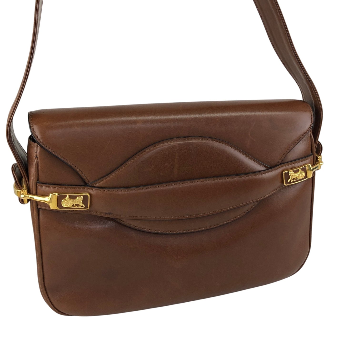 CELINE Horse Carriage Shoulder bag Brown Vintage ggiycy