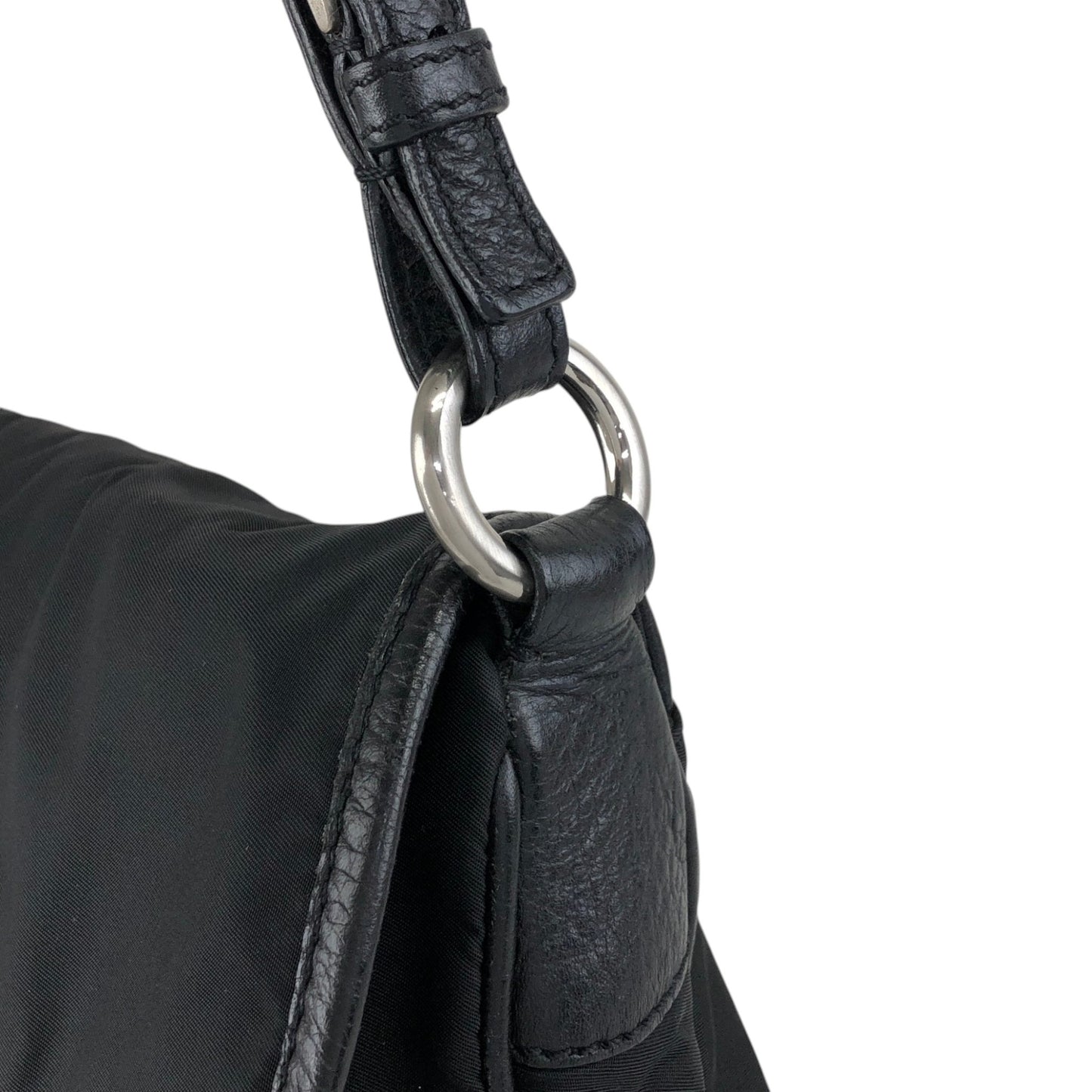 PRADA Triangle Logo Shoulder bag Hobobag Black Vintage ytkjet