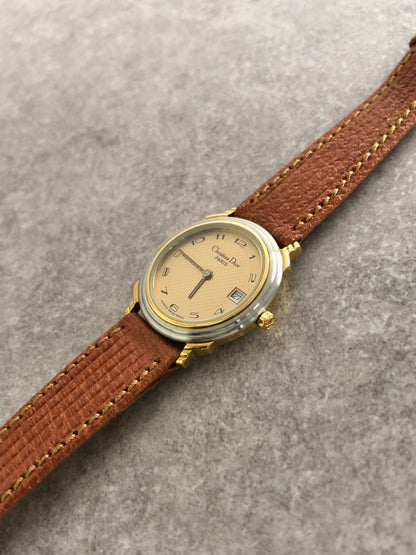 Christian Dior Quartz Watch Brown Vintage 6ytb8u