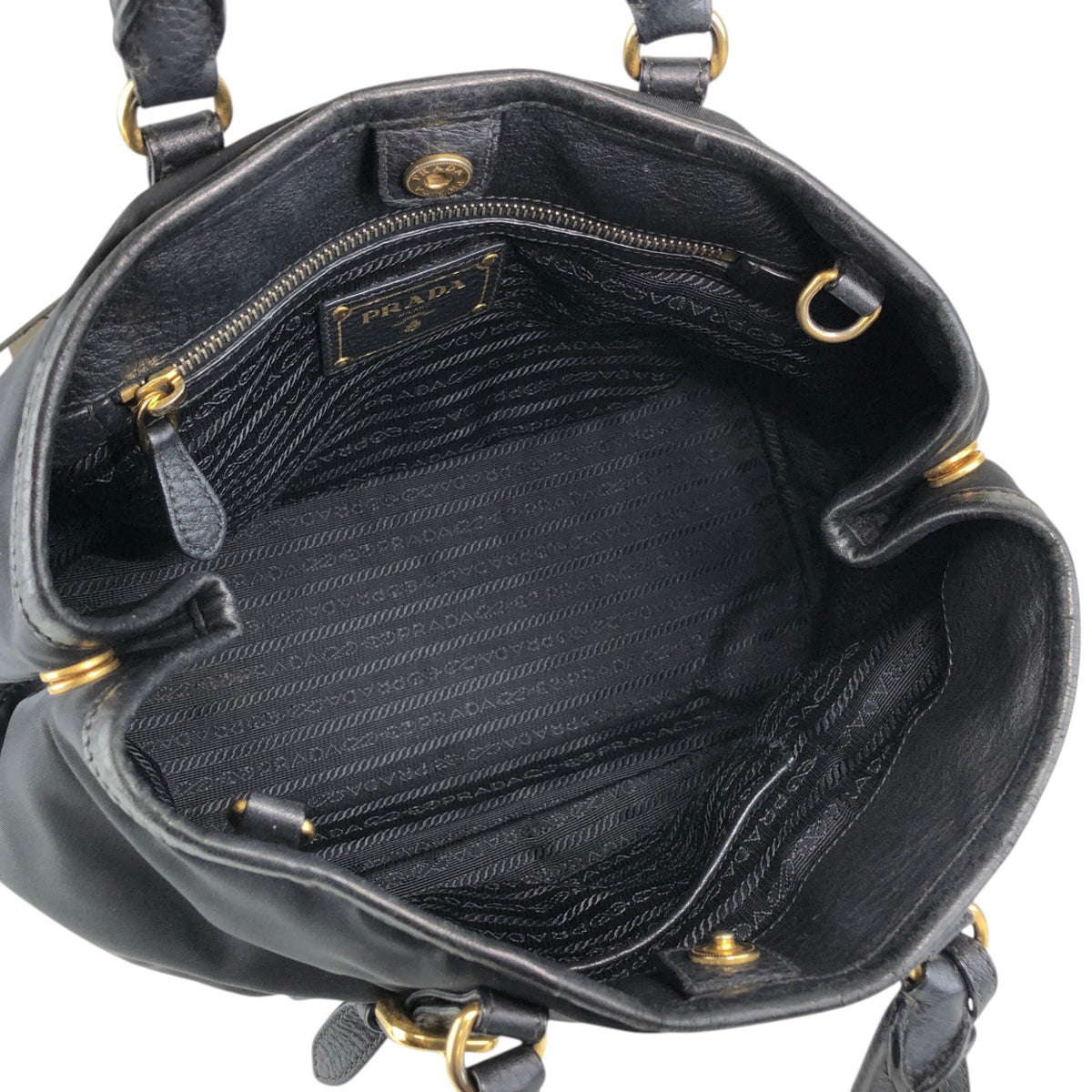 PRADA Triangle Logo Two-way Handbag Shoulder bag Black Vintage jun4wc