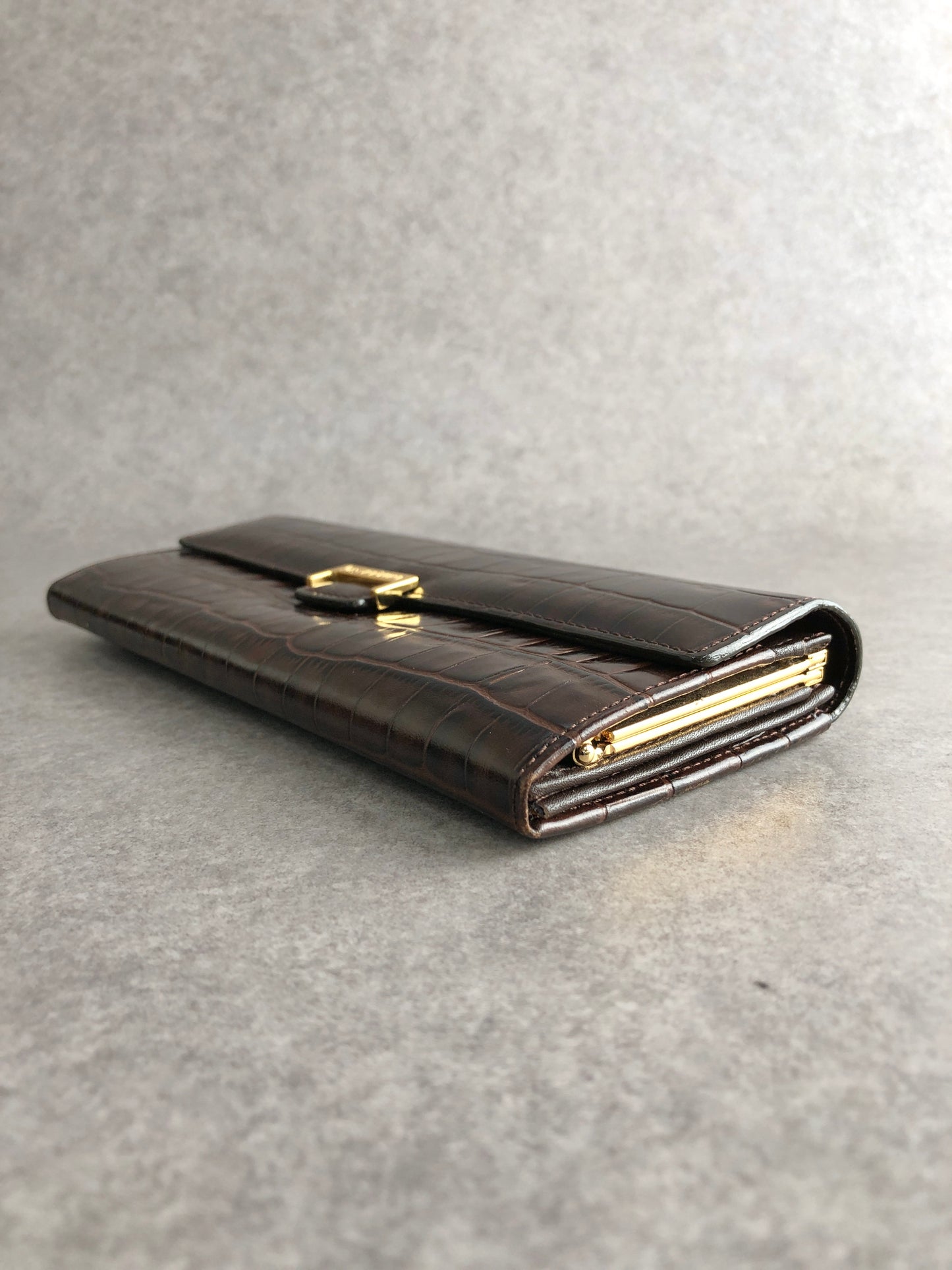 Yves Saint Laurent Logo Long Wallet Brown Vintage v4kc5e