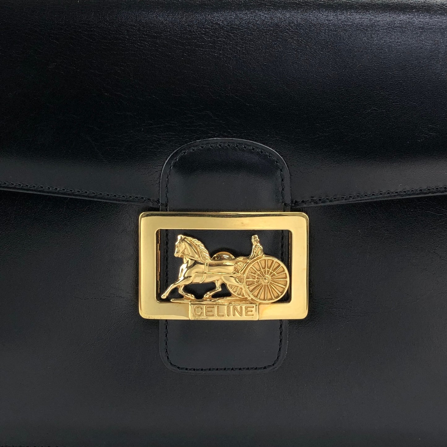 CELINE Horse Carriage Shoulder bag Black Vintage bxg55y