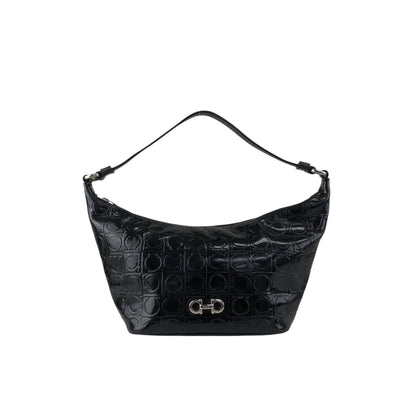 Salvatore Ferragamo Gancini Handbag Black Vintage 46khvf