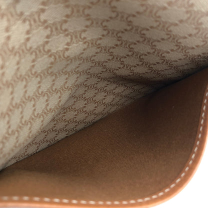 CELINE Macadam Blason Front Buckle Leather Shoulder bag Beige Vintage krifsw