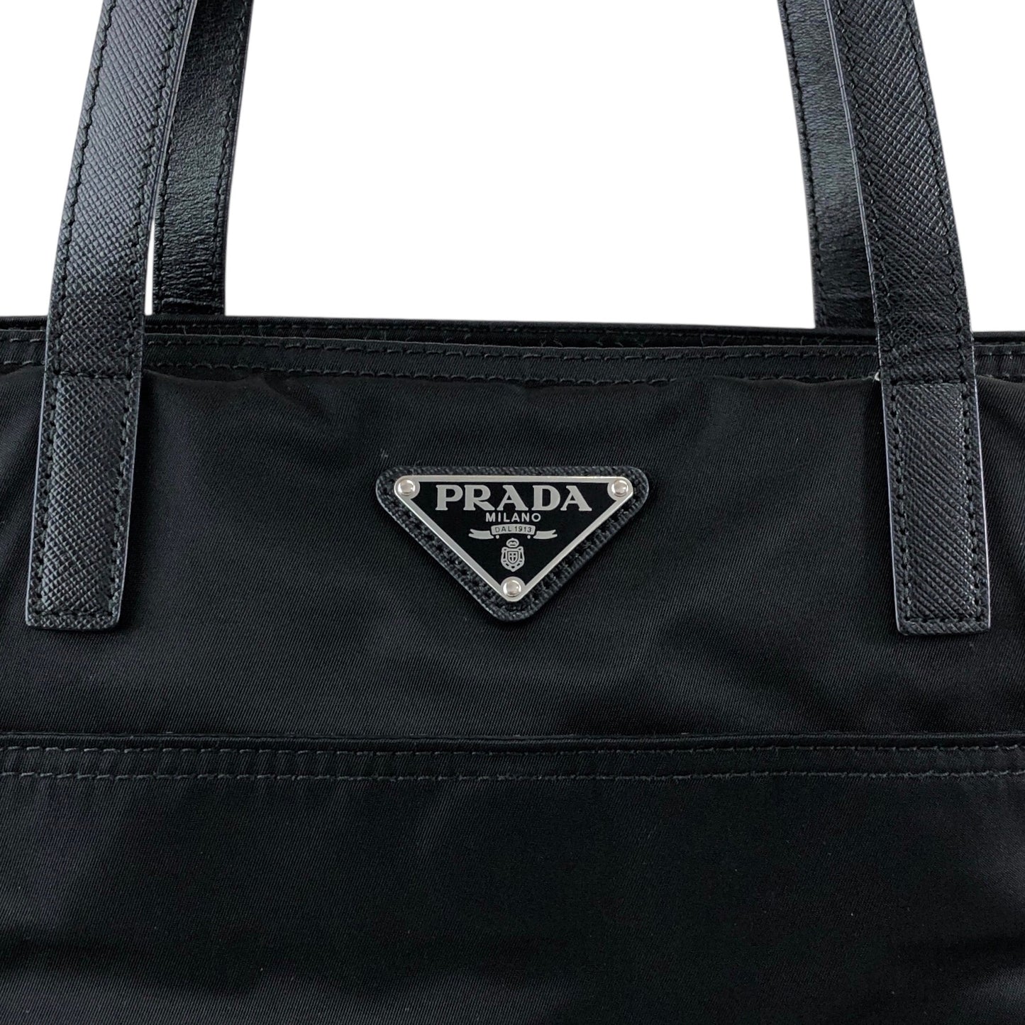 PRADA Tessuto Triangle Logo Totebag Black Vintage 3zhhwr