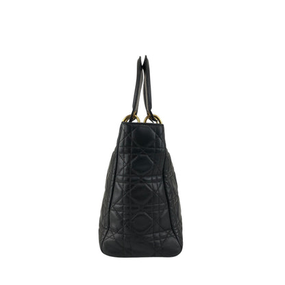 Christian Dior Lady Dior Cannage Charm Handbag Black Vintage 5udh48