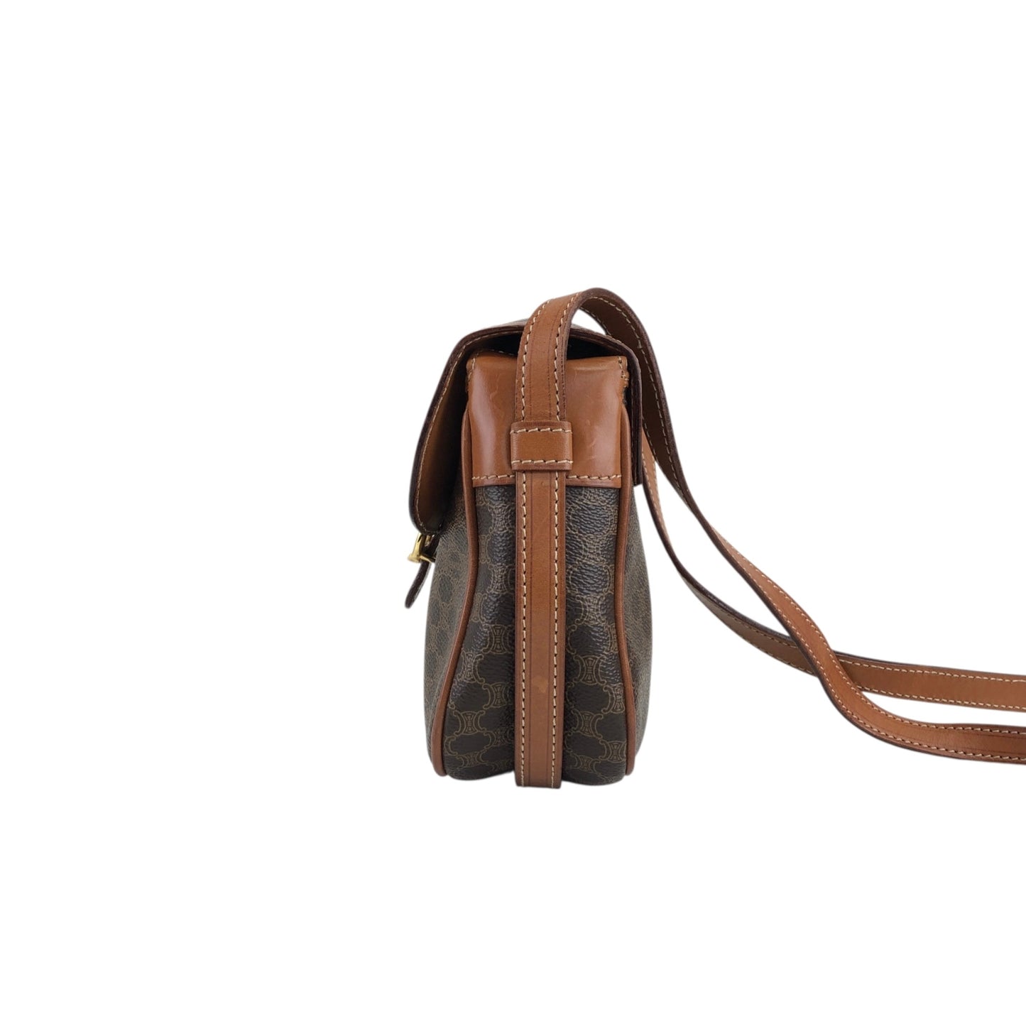 CELINE Macadam Horse Bit Shoulder bag Brown Vintage vxdzgh