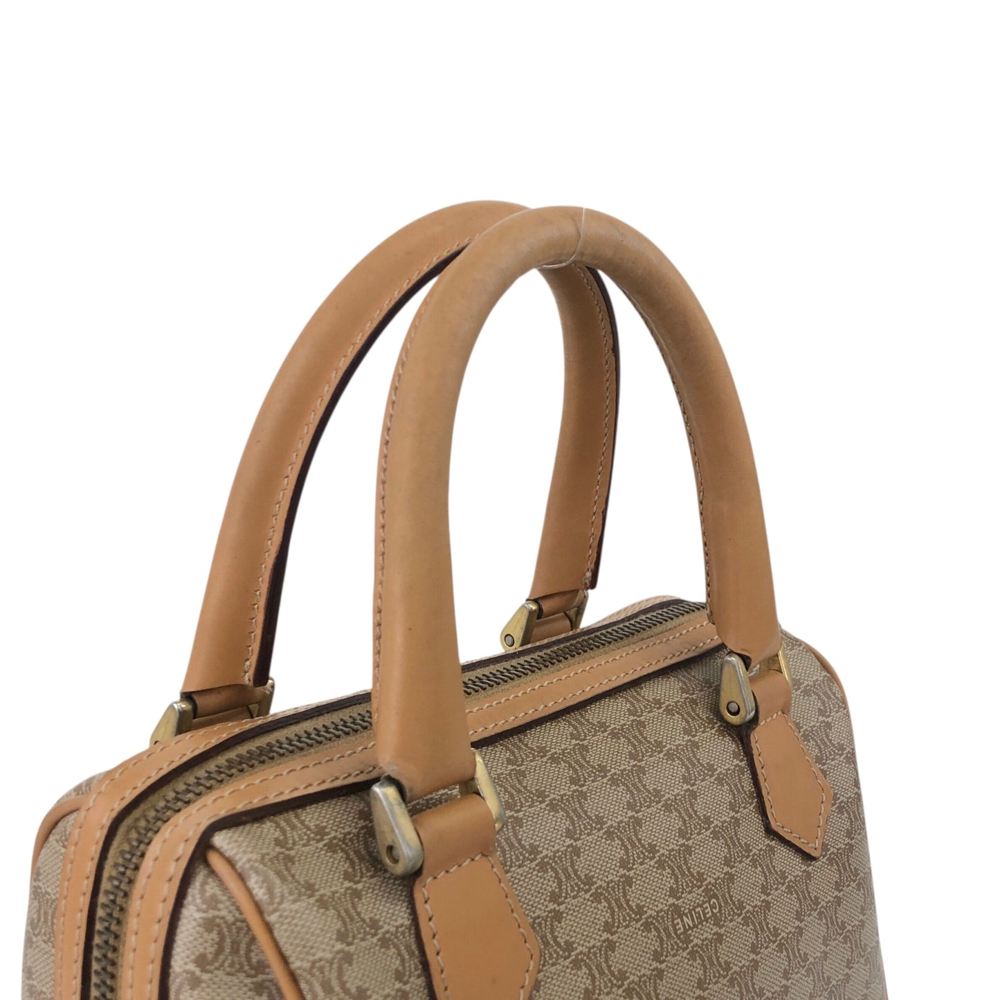 CELINE Macadam Two-way Small Handbag Shoulder bag Beige Vintage v4cuzg