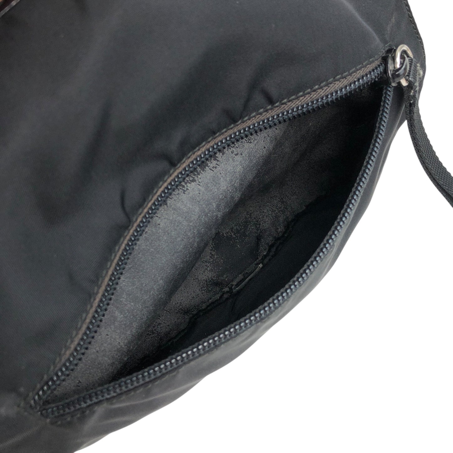 PRADA Triangle Logo Front Buckle Shoulder bag Black Vintage dre4i8