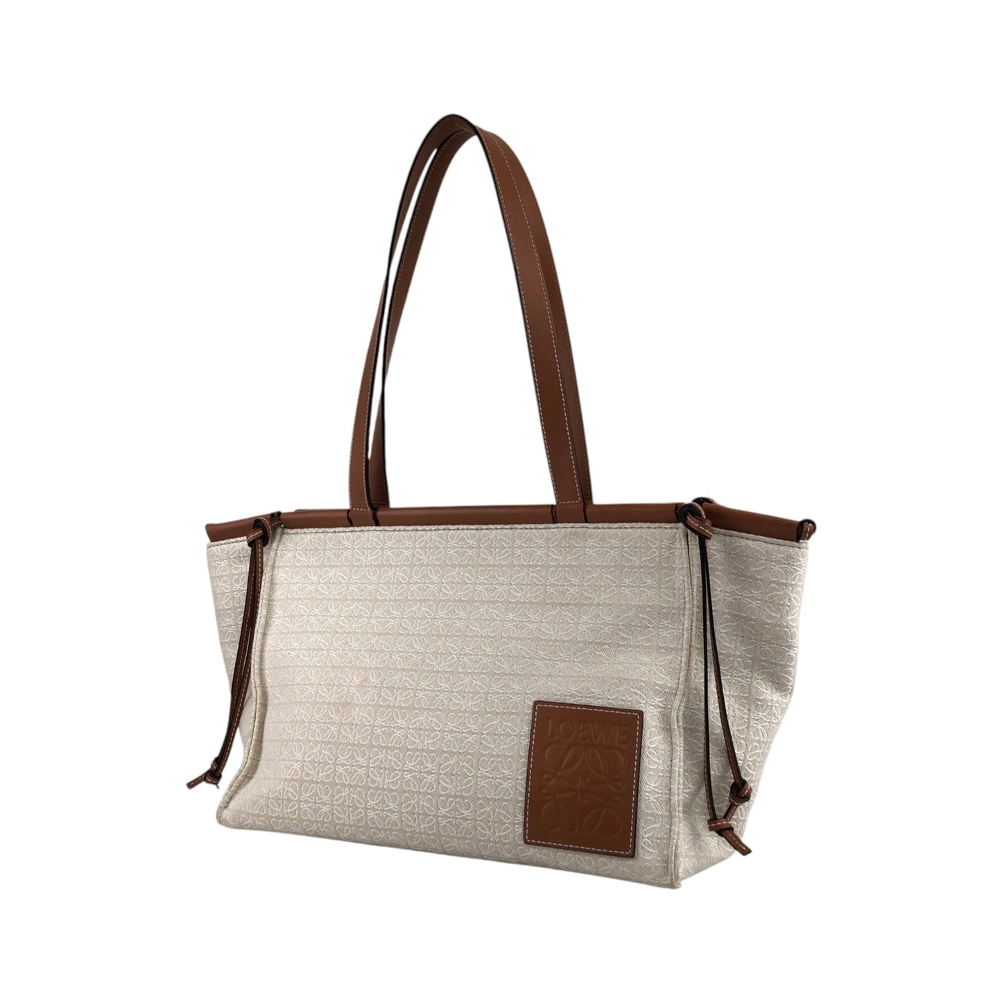 LOEWE Logo Handbag Totebag Beige×Brown Vintage 3yst46