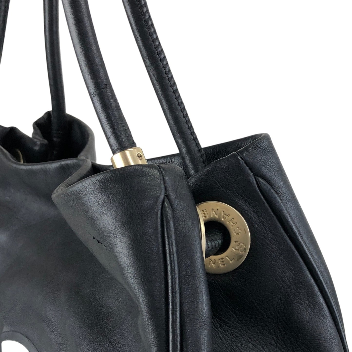 CHANEL Logo Totebag Black Vintage 3raaj5