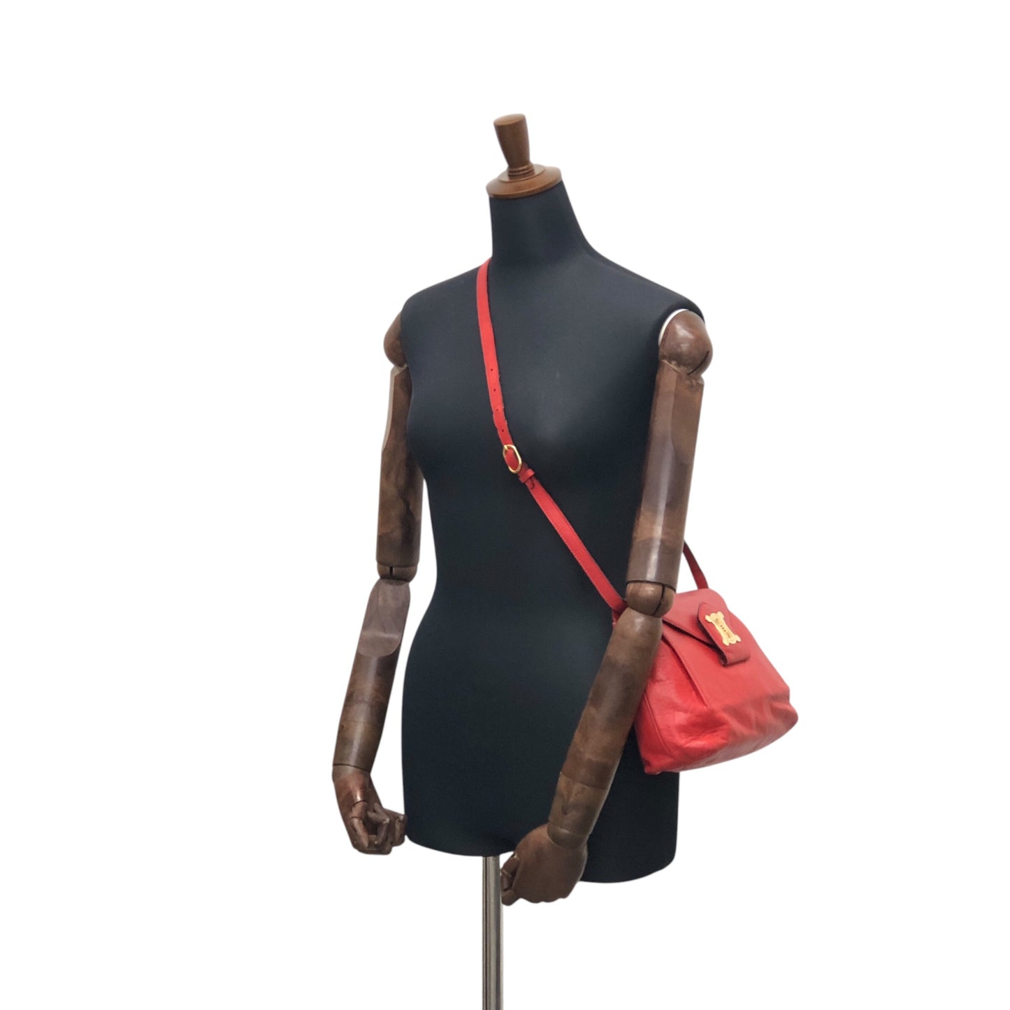 CELINE Blason Shoulder bag Red Vintage mv242g