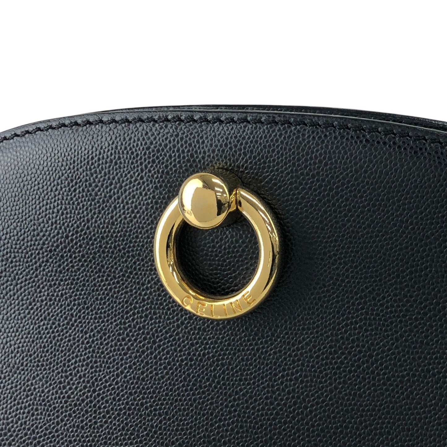 CELINE Circle Logo Shoulder bag Black Vintage 5rb8tv