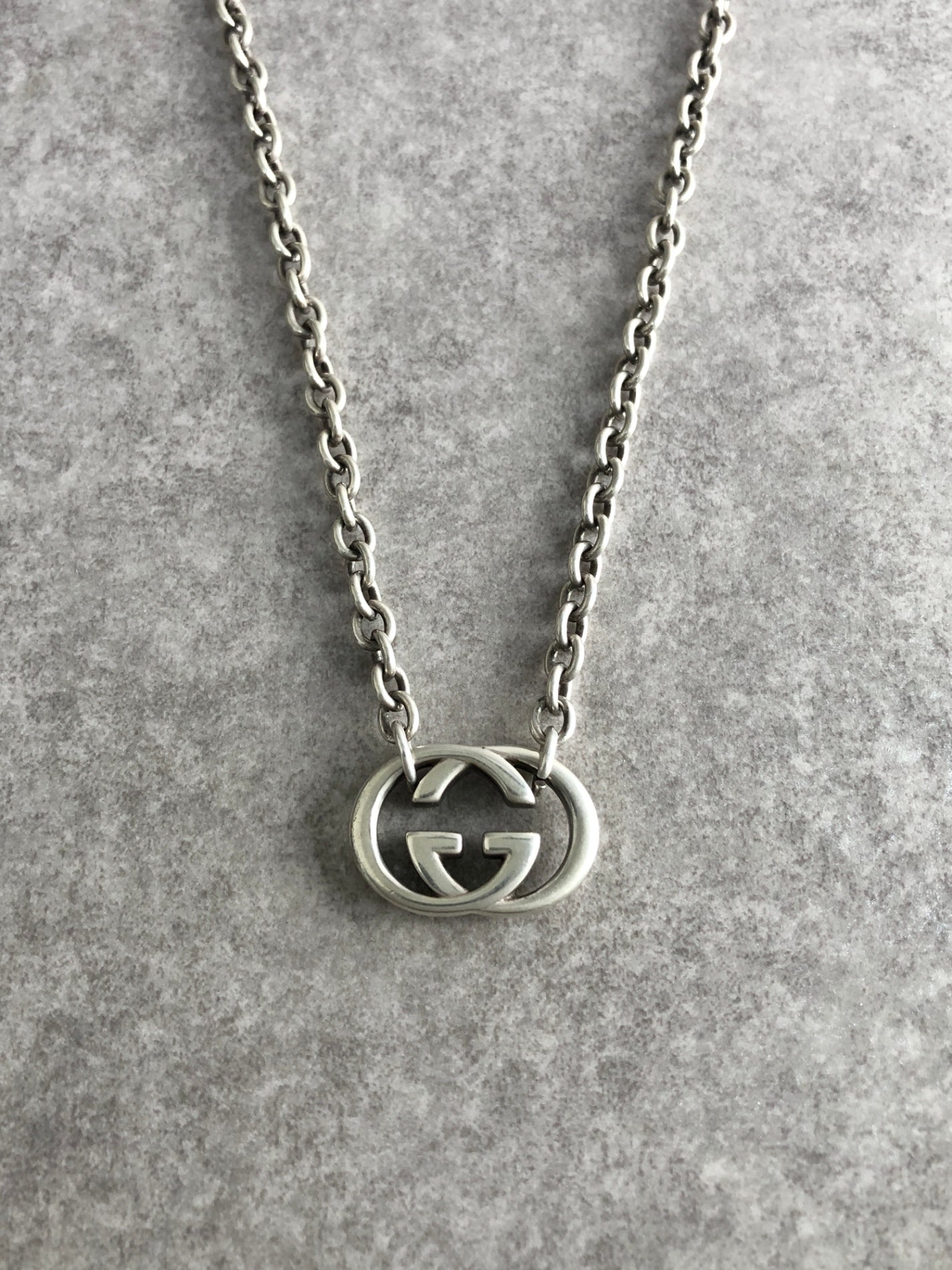 GUCCI Interlocking SILVER925 Necklace Silver Vintage tczbmc