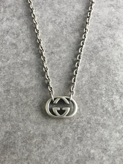 GUCCI Interlocking SILVER925 Necklace Silver Vintage tczbmc