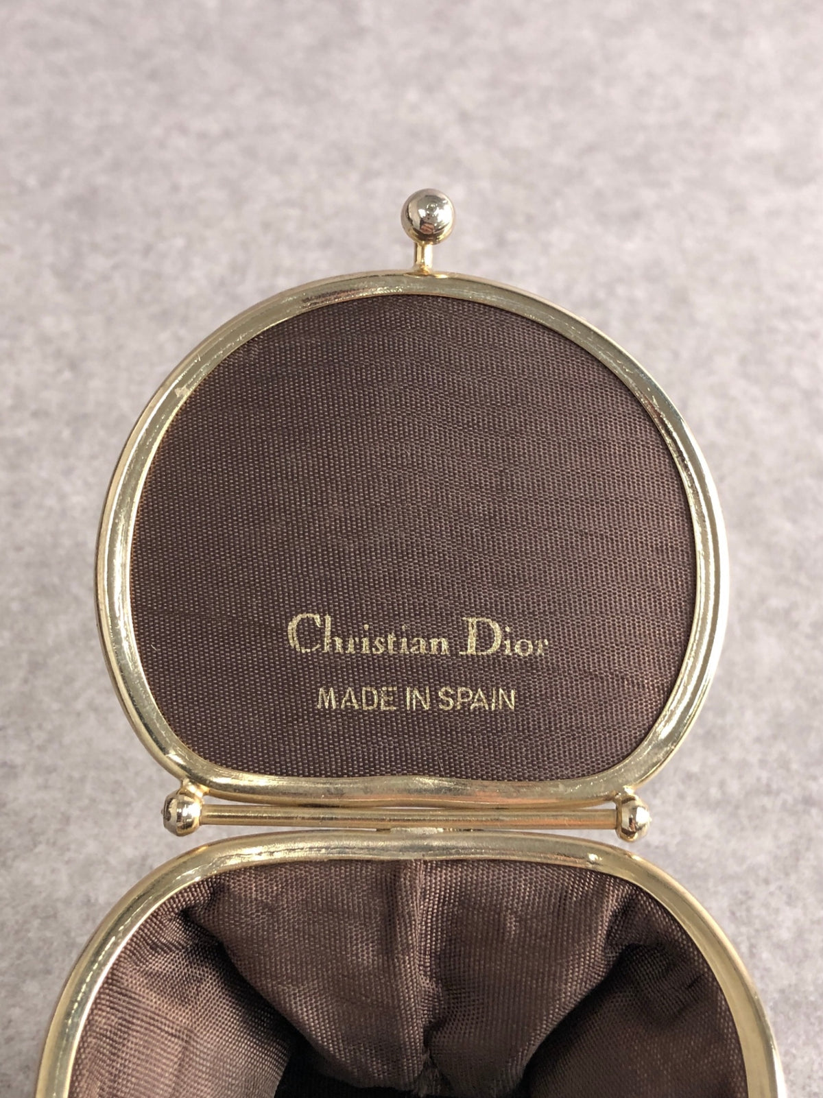 Christian Dior Logo Embossed Coin Purse Brown Vintage svpmy8