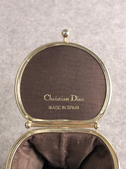 Christian Dior Logo Embossed Coin Purse Brown Vintage svpmy8