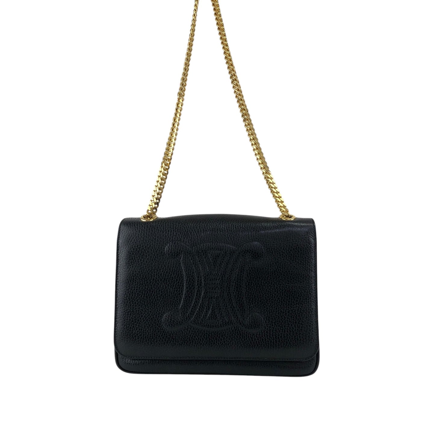 CELINE Triomphe Chain Shoulder bag Black Vintage t8zcx2