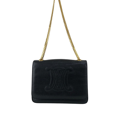 CELINE Triomphe Chain Shoulder bag Black Vintage t8zcx2