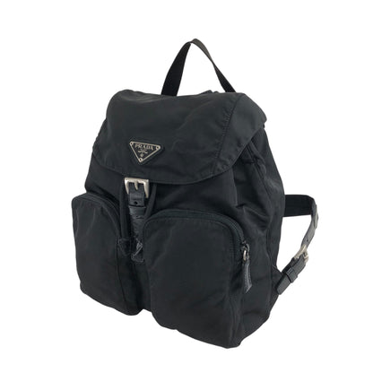 PRADA Triangle Logo Double Pocket  Backpack Black Vintage mxtwf5