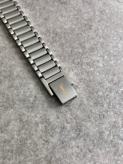Yves Saint Laurent YSL Logo Watch Silver×Gold Vintage 7umegi