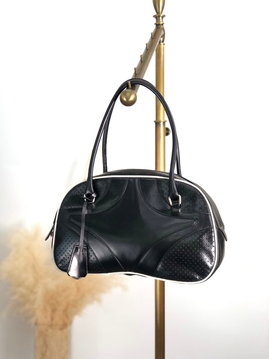 PRADA Padlock Small Boston bag Handbag Black Vintage vcg8wk