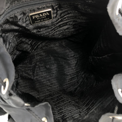 PRADA Triangle Logo Double Pocket Nylon Backpack Black Vintage dng5yz