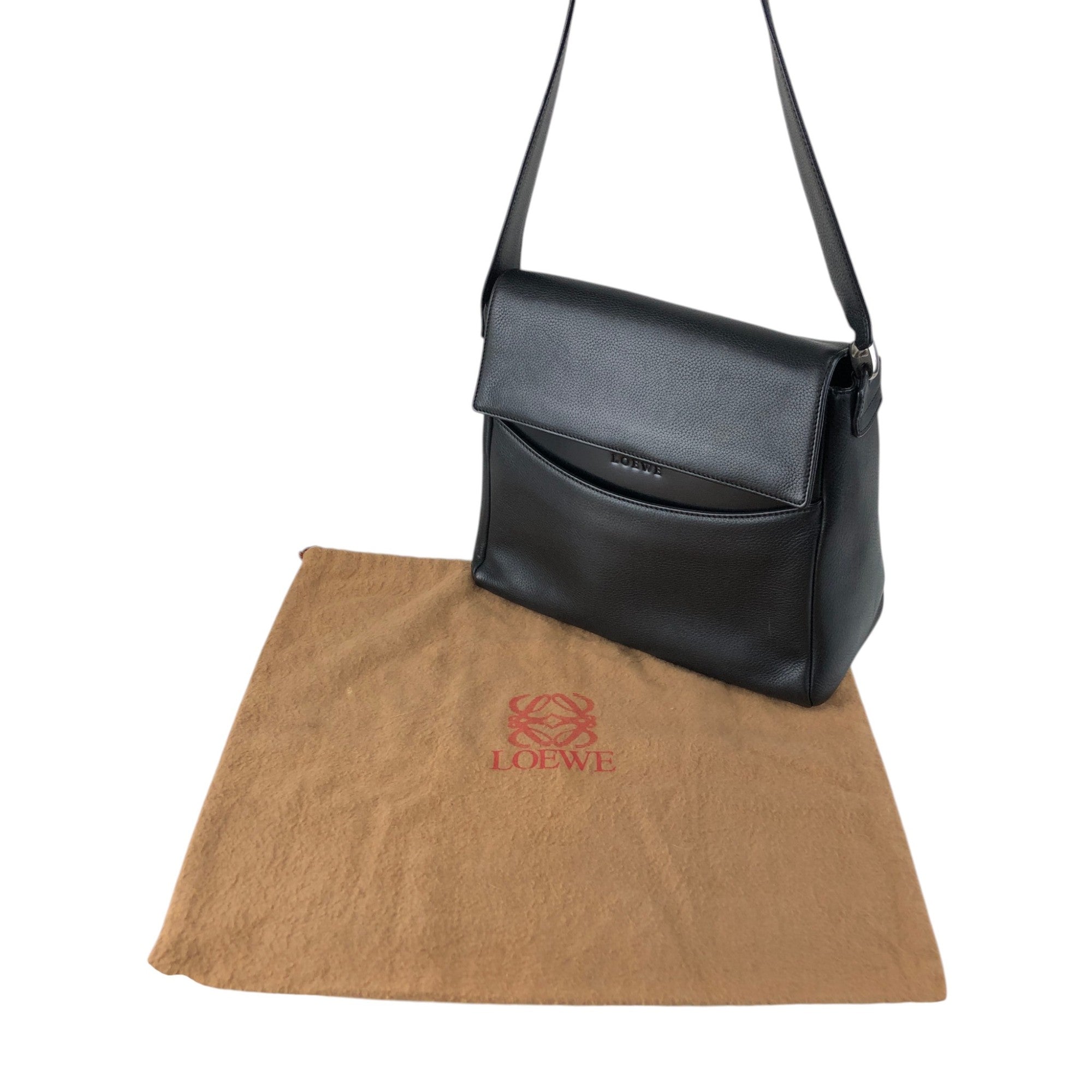 【正規品】LOEWE ロゴキャンバス ショルダーバッグ（2005年頃） LOEWE Logo Embossed Shoulder bag Black Vintage mxivwm