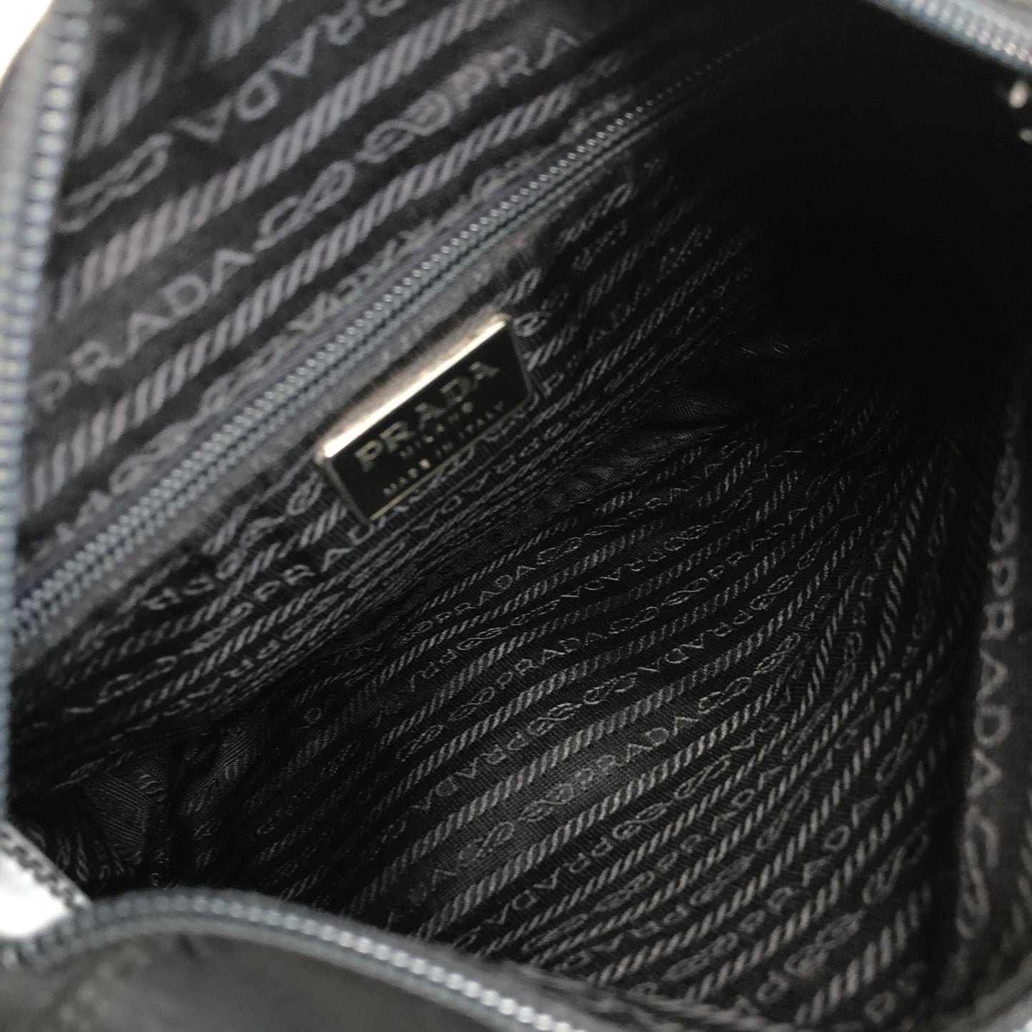 PRADA Triangle Logo Front Buckle Shoulder bag Black Vintage cxgmd6