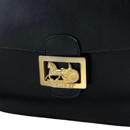 CELINE Horse Carriage Shoulder bag Black Vintage  ic2bg7