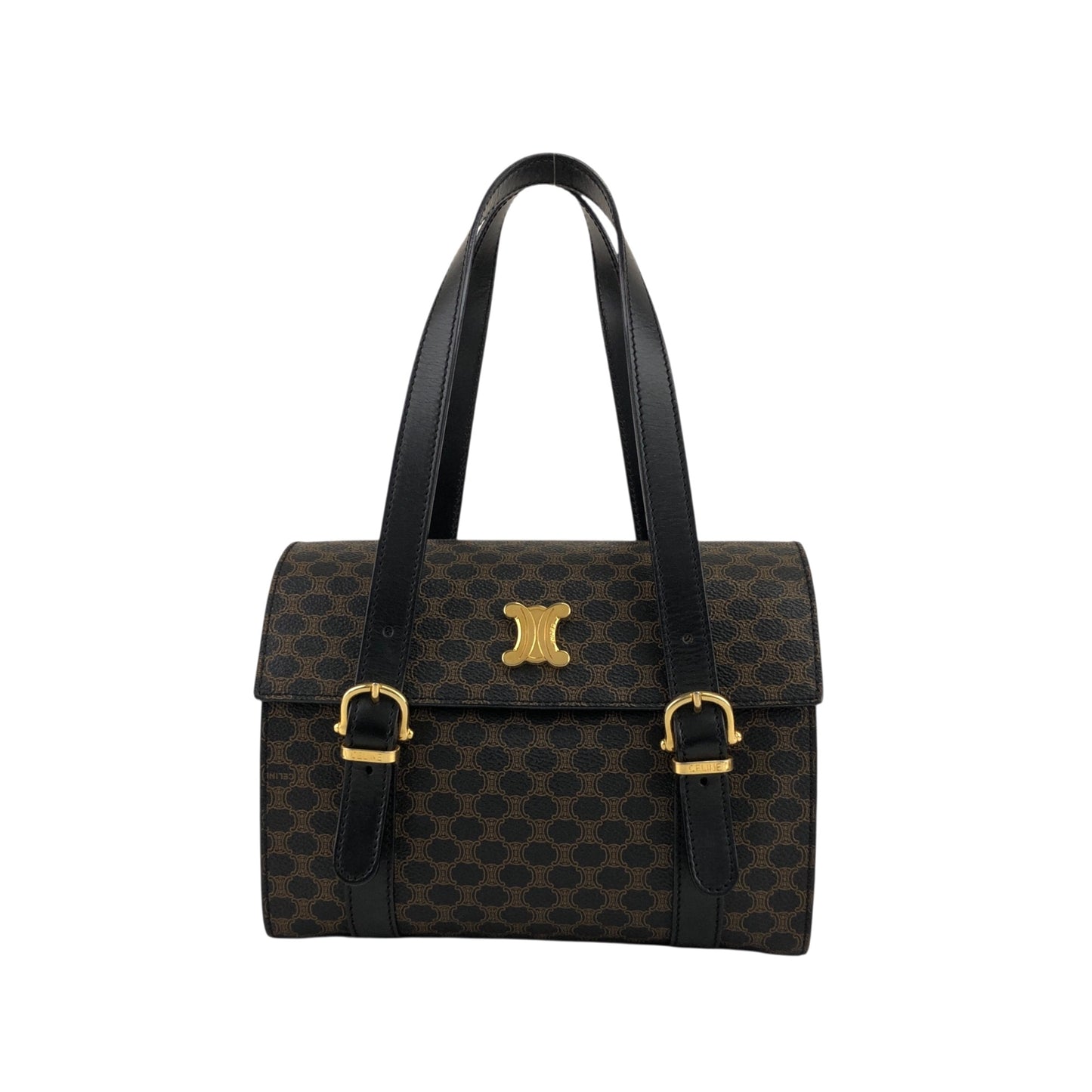 CELINE Macadam Handbag Vanity bag Black Vintage c64kav