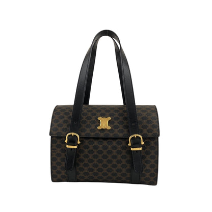 CELINE Macadam Handbag Vanity bag Black Vintage c64kav
