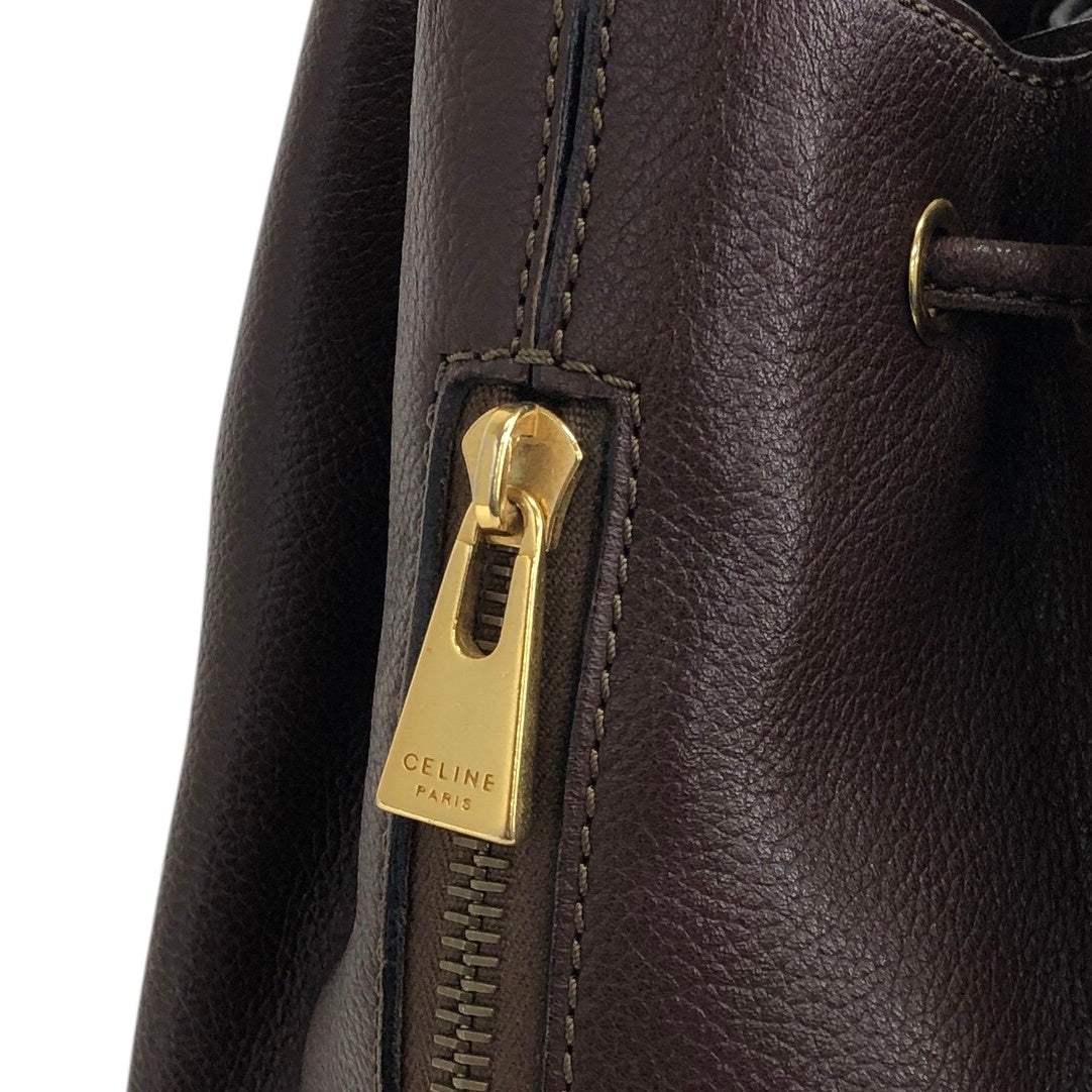 CELINE Toggle Clasp Drawstring Shoulder bag Brown Vintage 4cufh5