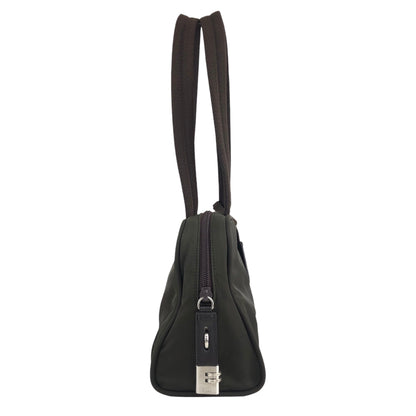 PRADA Tessuto Triangle Logo Padlock Shoulder bag Khaki Vintage kyp5pt