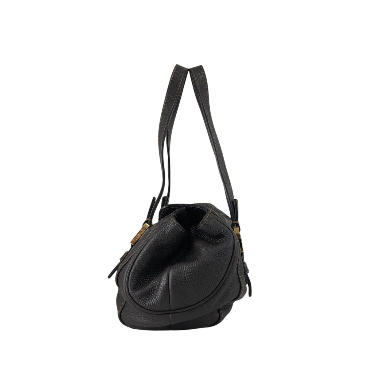 LOEWE Logo Embossed Handbag Brown Vintage s7e7fm